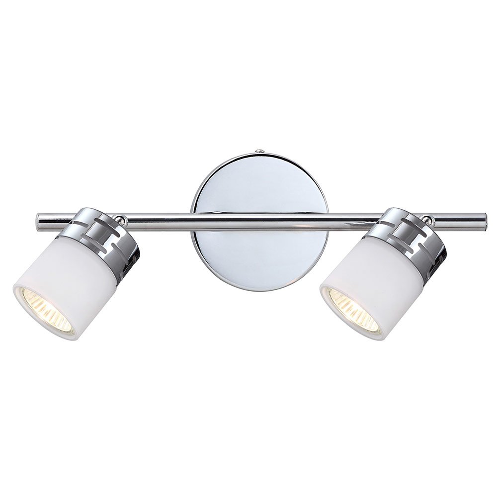 Canarm Lighting Double Track Bath Light in Chrome with White Flat Opal Glass
