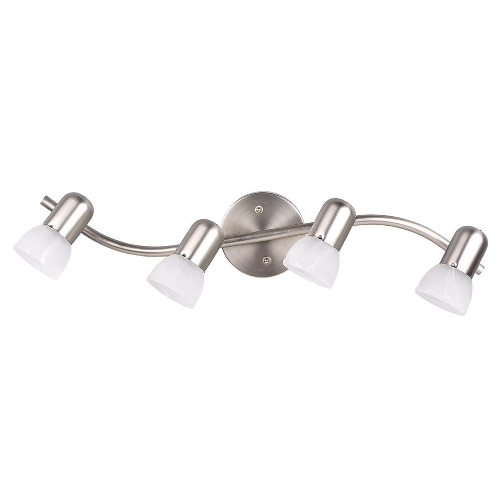 Canarm Lighting Quadruple Track Bath Light in Brushed Pewter with White Alabaster Glass