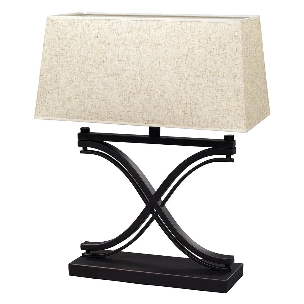 Canarm Lighting 16" Table Lamp in Oil Rubbed Bronze with Tan Linen Fabric