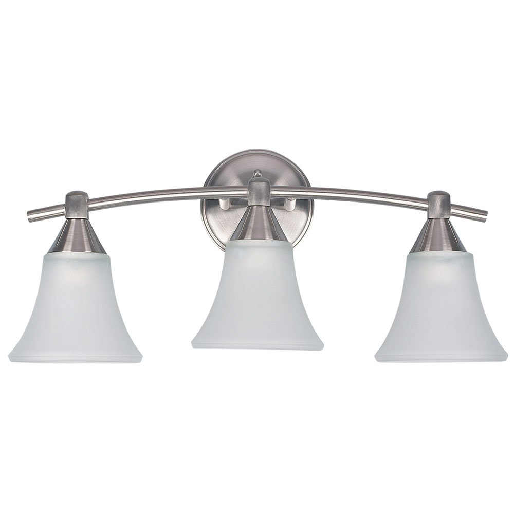 Canarm Lighting Triple Bath Light in Brushed Pewter with White Flat Opal Glass