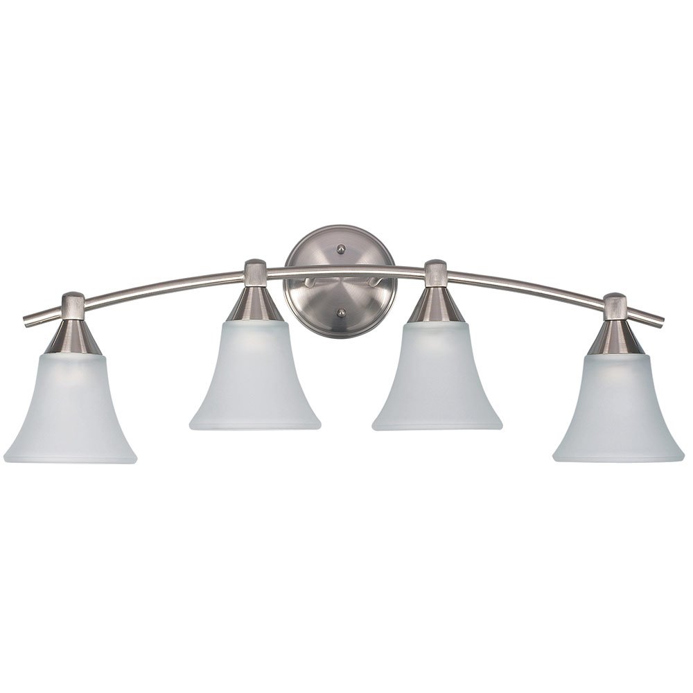 Canarm Lighting Quadruple Bath Light in Brushed Pewter with White Flat Opal Glass