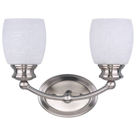 Canarm Lighting Double Bath Light in Brushed Pewter with White Linen Glass