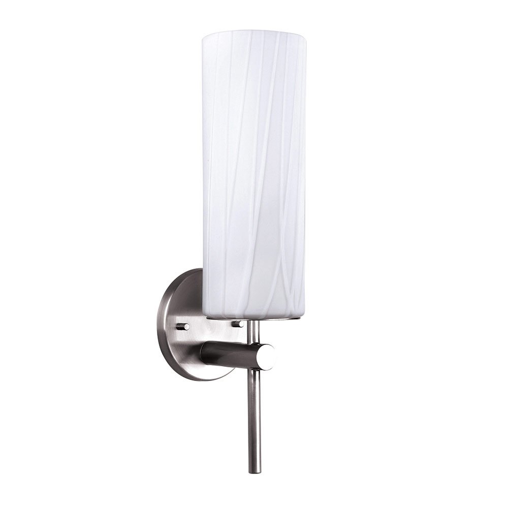 Canarm Lighting Single Wall Sconce in Brushed Pewter with White Line Glass