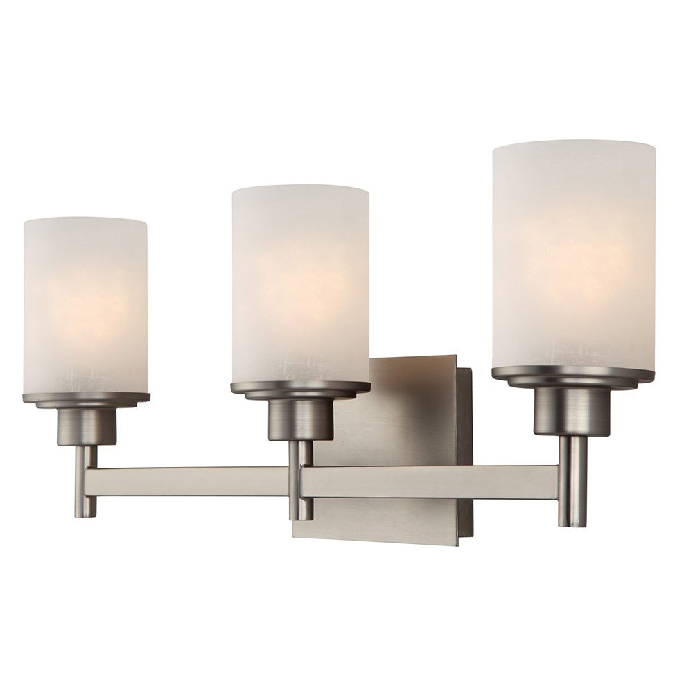Canarm Lighting Triple Bath Light in Brushed Nickel with White Etched Linen Glass