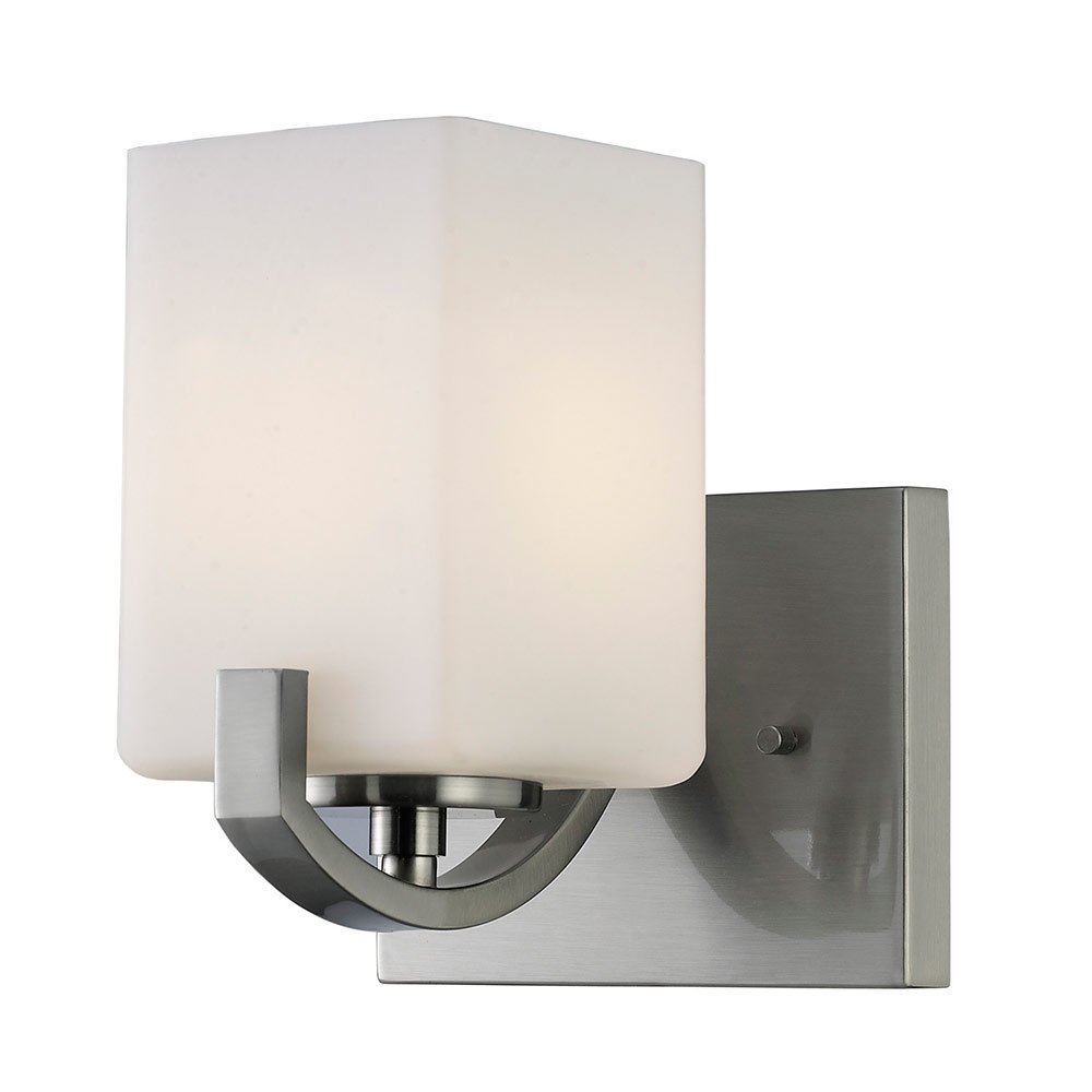 Canarm Lighting Single Wall Sconce in Brushed Nickel with White Flat Opal Glass