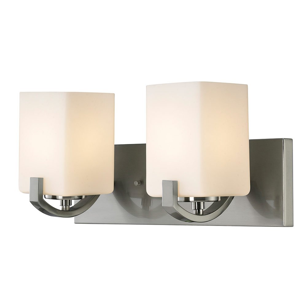 Canarm Lighting Double Bath Light in Brushed Nickel with White Flat Opal Glass