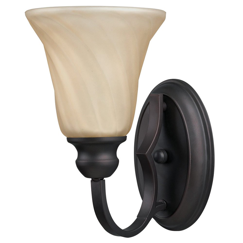 Canarm Lighting Single Wall Sconce in Oil Rubbed Bronze with Amber Swirl Glass