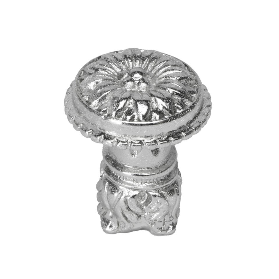 Carpe Diem Acanthus Small Knob Rosette Style With Column Base in Platinum