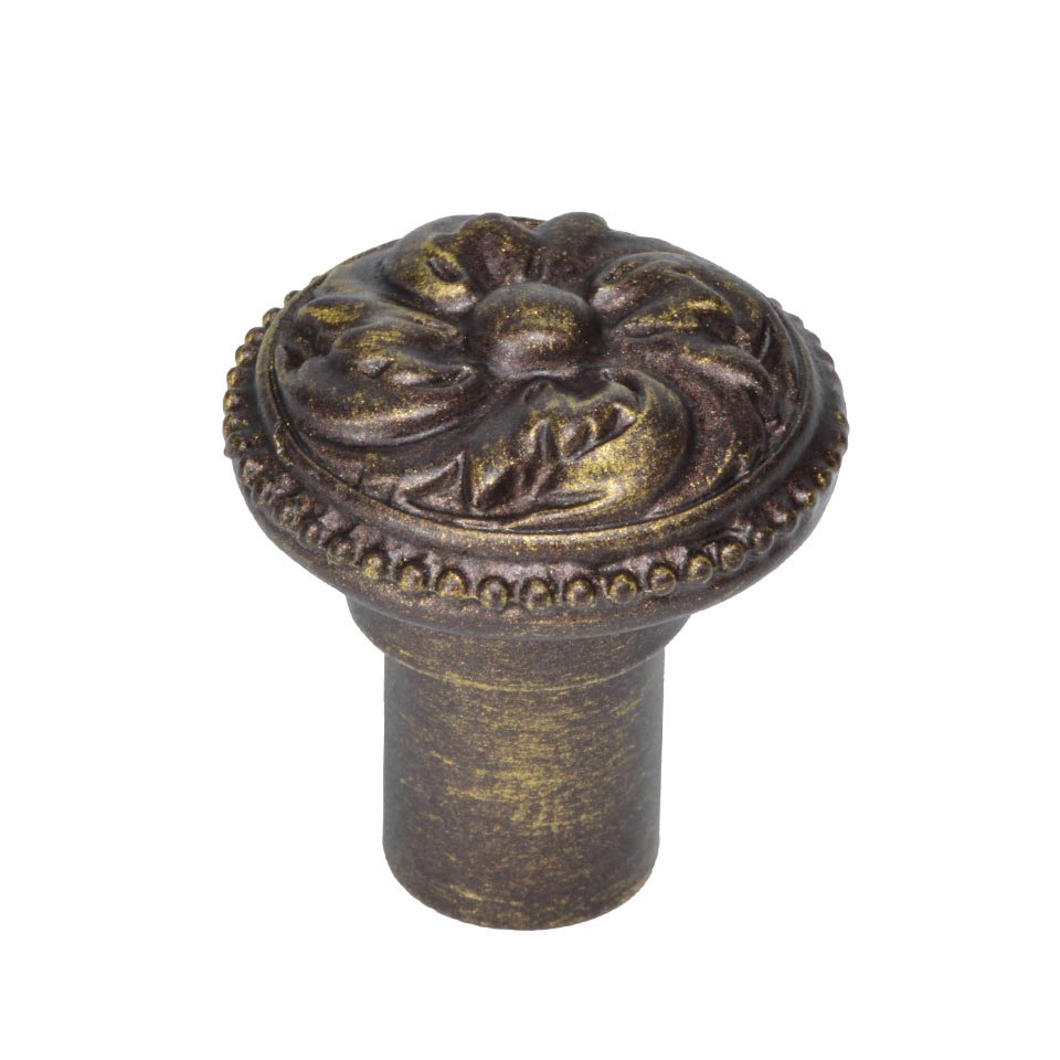 Carpe Diem Acanthus & Beaded Knob Rosette Style in Antique Brass