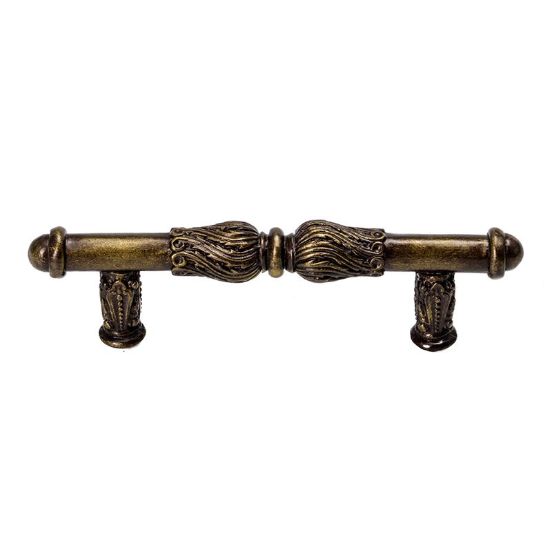 Carpe Diem 3" Centers Handle with Feather Scroll in Antique Brass