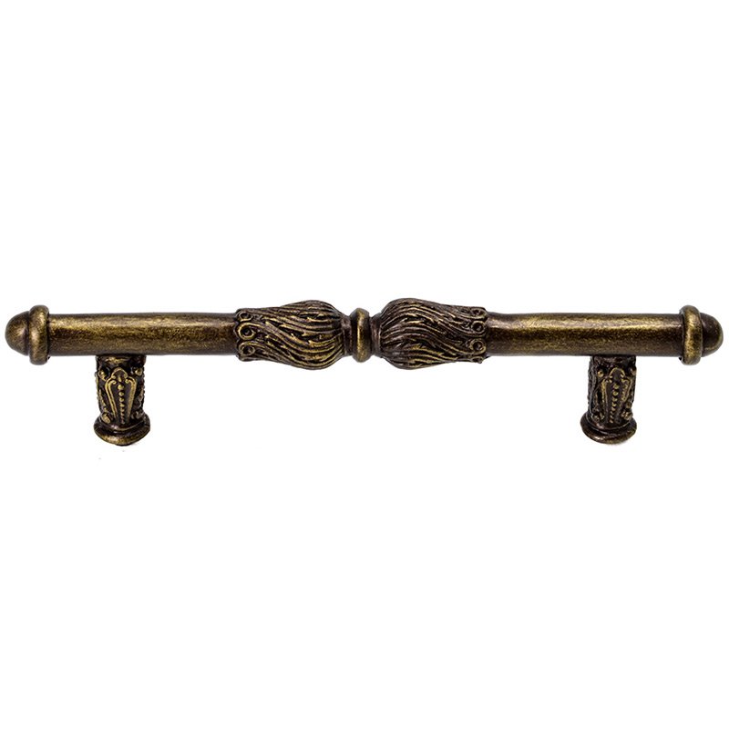 Carpe Diem 4" Centers Handle with Feather Scroll in Antique Brass