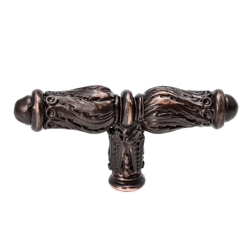 Carpe Diem "T" Shaped Knob with Feather Scroll in Oil Rubbed Bronze