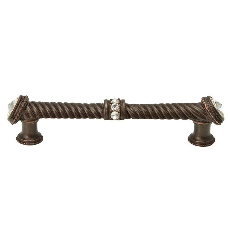 Carpe Diem Caché 5" Centers Large Pull With End & Center 7 Rivoli Swarovski Crystals in Oil Rubbed Bronze with Crystal