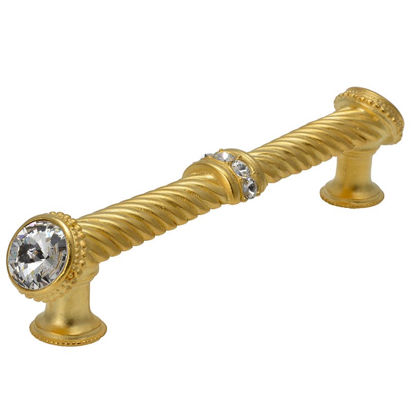 Carpe Diem Caché 5" Centers Large Pull With End & Center 7 Rivoli Swarovski Crystals in Satin Gold with Crystal