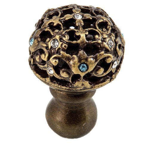 Carpe Diem 1 1/4" Diameter Medium Knob Full Round with Swarovski Elements in Bronze with Crystal