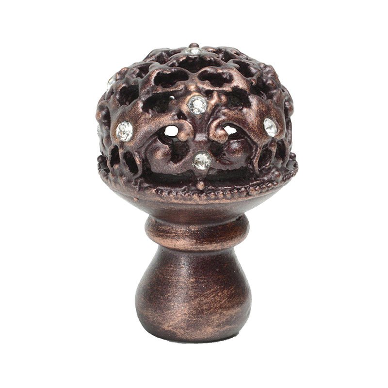 Carpe Diem 1 1/4" Diameter Medium Knob Full Round with 13 Swarovski Elements in Oil Rubbed Bronze with Crystal