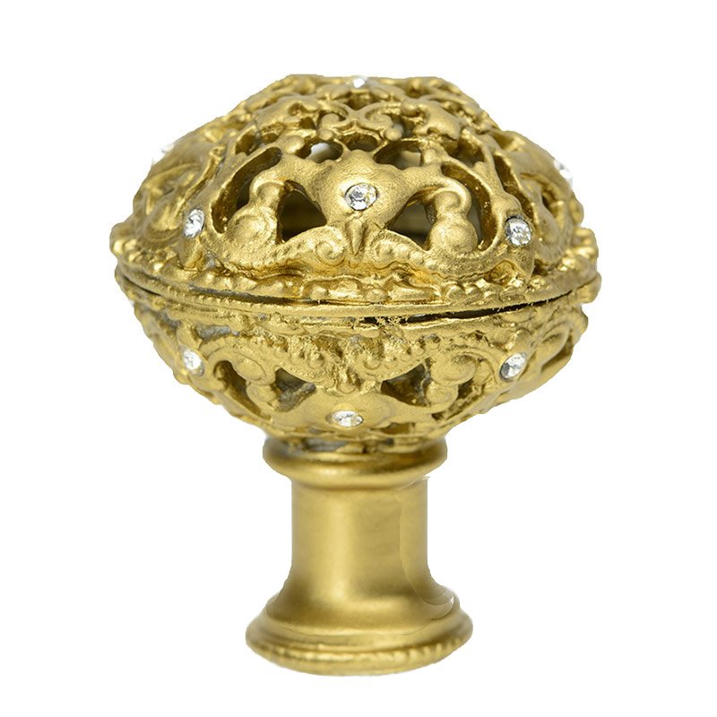 Carpe Diem 1 1/2" Diameter Large Knob Full Round with Swarovski Elements in Bronze with Crystal