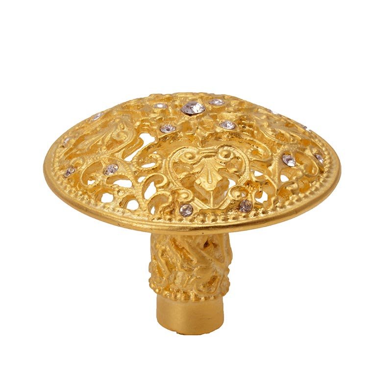 Carpe Diem Large Knob With 17 Swarovski Crystals in Satin Gold with Crystal