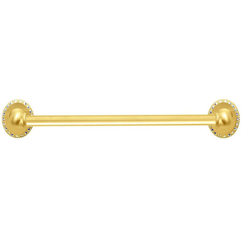 Carpe Diem 16" Centers Towel Bar with 5/8" Smooth Center in Satin Gold with Aurora Boreal Crystal