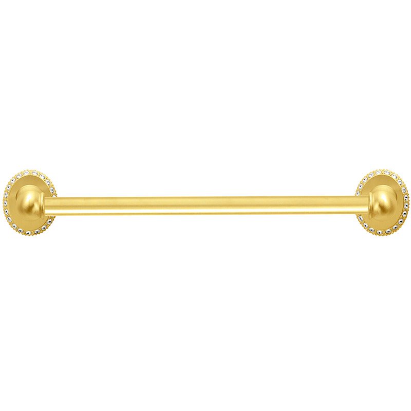 Carpe Diem 16" Centers Towel Bar with 5/8" Smooth Center in Satin Gold with Crystal