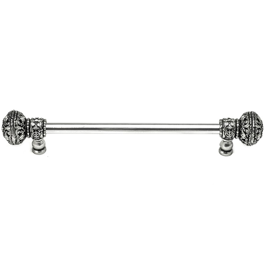 Carpe Diem 6" Centers 1/2" Smooth Bar pull with Large Finials in Bronze & Clear And Aurora Borealis Swarovski Elements