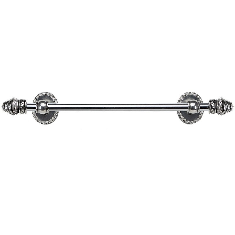 Carpe Diem 16" Centers Towel Bar with 5/8" Thick Smooth Center & 80 Rivoli Swarovski Elements in Chalice with Crystal