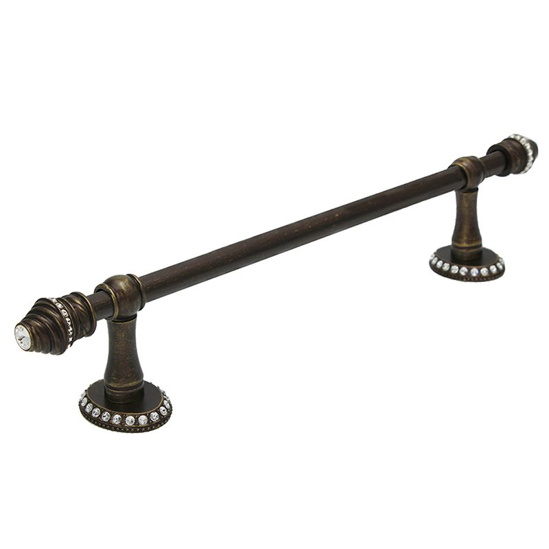 Carpe Diem 32" Centers Towel Bar with 5/8" Thick Smooth Center & 80 Rivoli Swarovski Elements in Antique Brass with Crystal