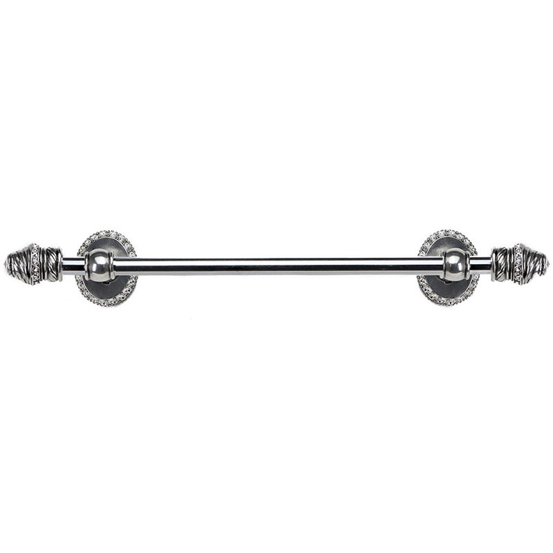 Carpe Diem 36" Centers Towel Bar with 5/8" Thick Smooth Center & 80 Rivoli Swarovski Elements in Chalice with Crystal