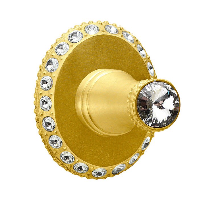 Carpe Diem Robe Hook with Large Backplate in Satin Gold with Crystal