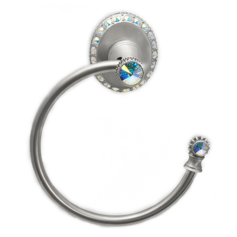 Carpe Diem Smooth Towel Ring Right Large Backplate in Satin with Aurora Boreal Crystal