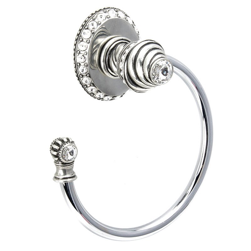 Carpe Diem Large Towel Ring with 42 Rivoli Side Swarovski Crystals Left Large Backplate in Chalice with Crystal