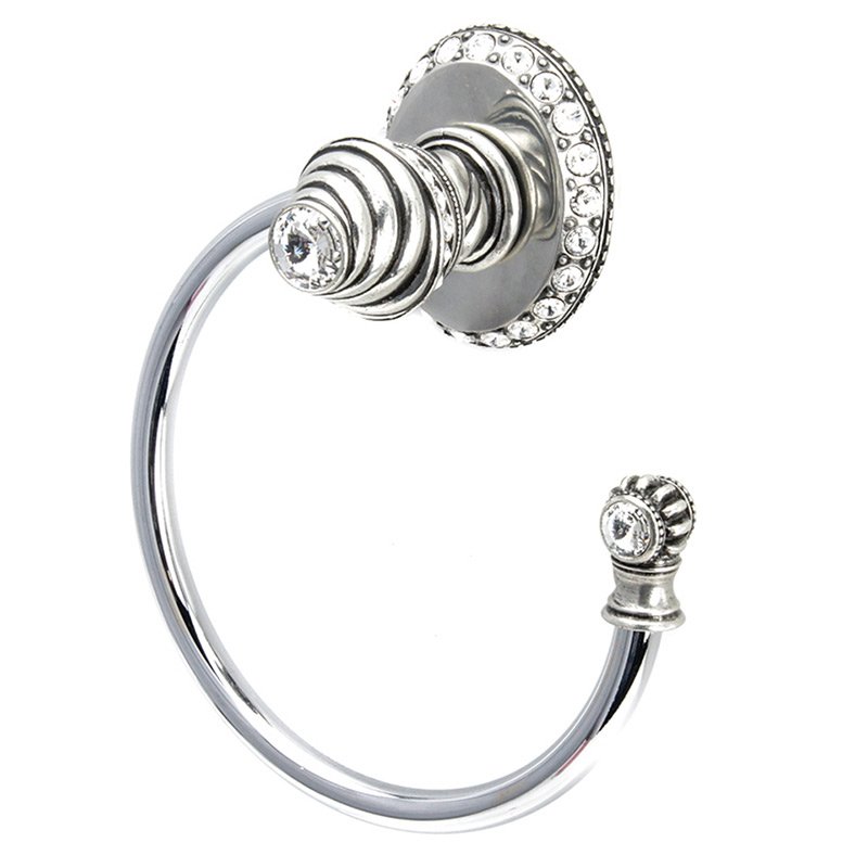 Carpe Diem Large Towel Ring with 42 Rivoli Side Swarovski Crystals Right Large Backplate in Chalice with Crystal