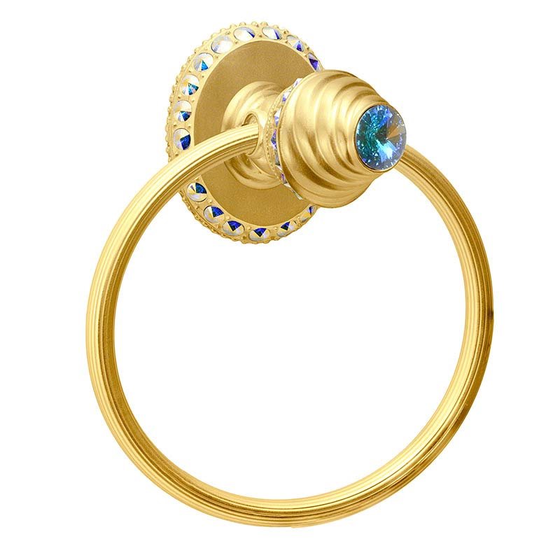 Carpe Diem Full Swing Towel Reeded Ring Right With Swarovski Crystals In Satin Gold