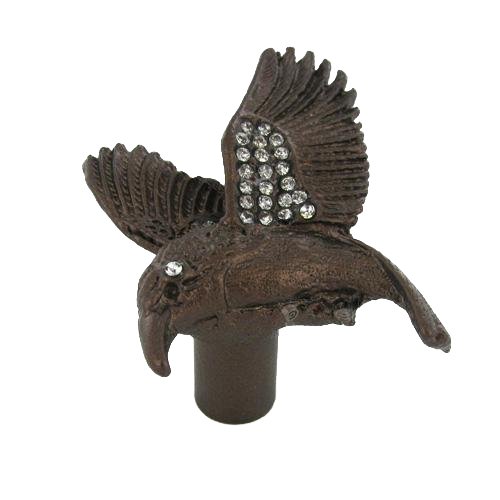 Carpe Diem Hummingbird Knob w/ Swarovski Crystal Accents in Antique Brass