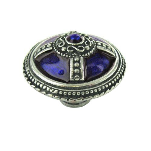 Carpe Diem Large Round Knob in Oil Rubbed Bronze with Blue Rose Opal Glaze