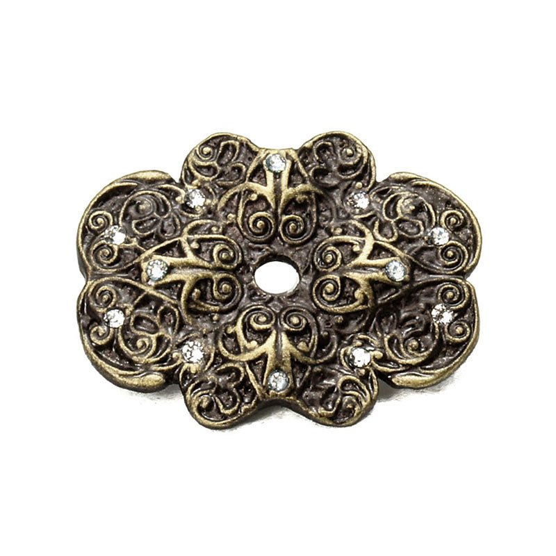 Carpe Diem Small Oval Escutcheon with Swarovski Elements in Oil Rubbed Bronze with Crystal And Aquamarine Crystal