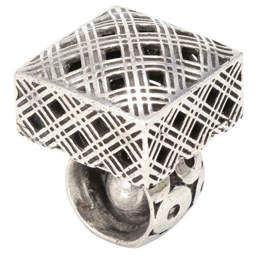 Carpe Diem Square Knob with Circular Base and Button Interior in Chrysalis