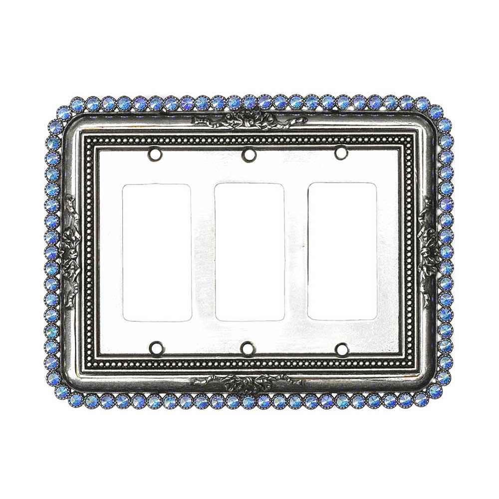 Carpe Diem Triple Rocker/Gfi Switchplate With 84 Clear Swarovski Crystals in Cobblestone
