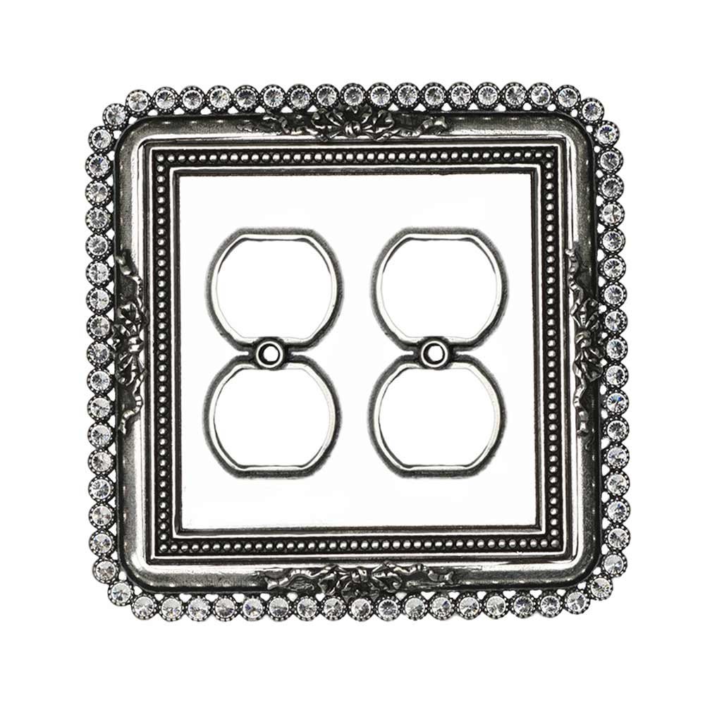 Carpe Diem Double Duplex Outlet Switchplate With 74 Clear Swarovski Crystals in Chalice