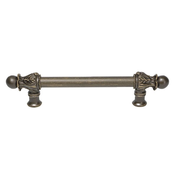 Carpe Diem 6" Centers Pull with 5/8" Smooth Center Romanesque Style in Antique Brass
