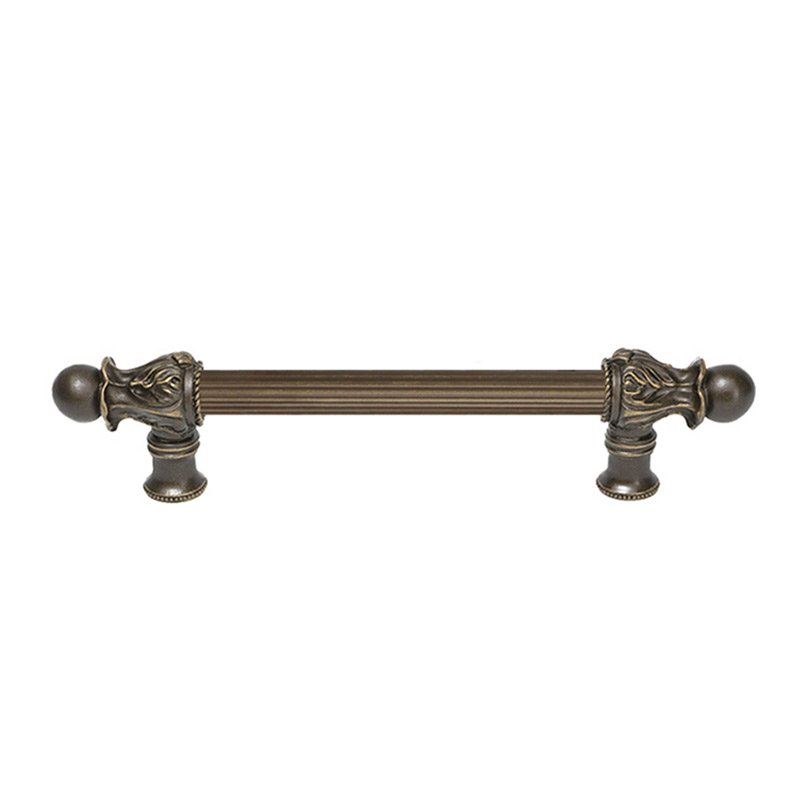 Carpe Diem 6" Centers Handle with 5/8" Reeded Center Romanesque Style in Antique Brass