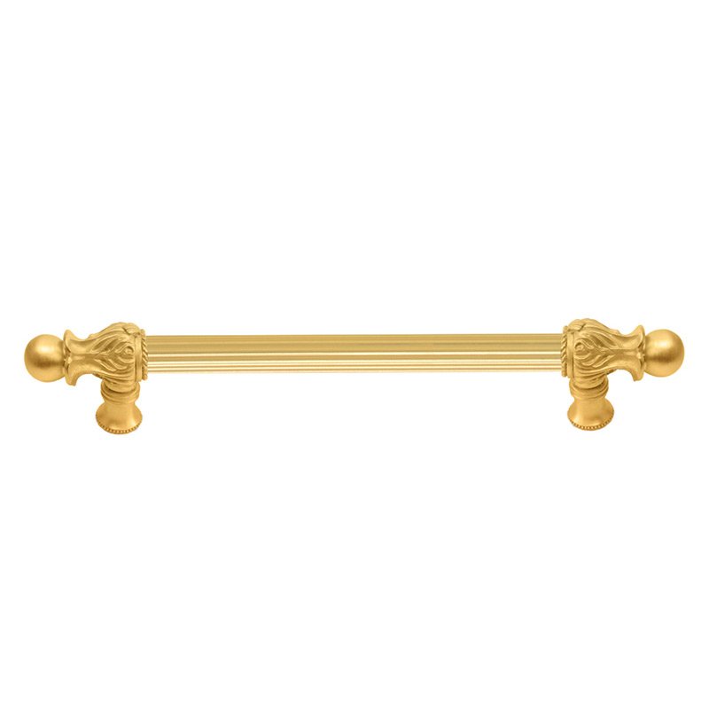 Carpe Diem 6" Centers Handle with 5/8" Reeded Center Romanesque Style in Satin Gold