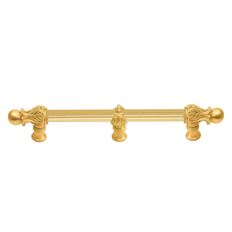 Carpe Diem 6" Centers Handle with 5/8" Reeded Center with Center Brace Romanesque Style in Satin Gold