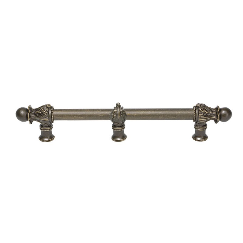 Carpe Diem 9" Centers Handle with 5/8" Smooth Center with Center Brace Romanesque Style in Antique Brass