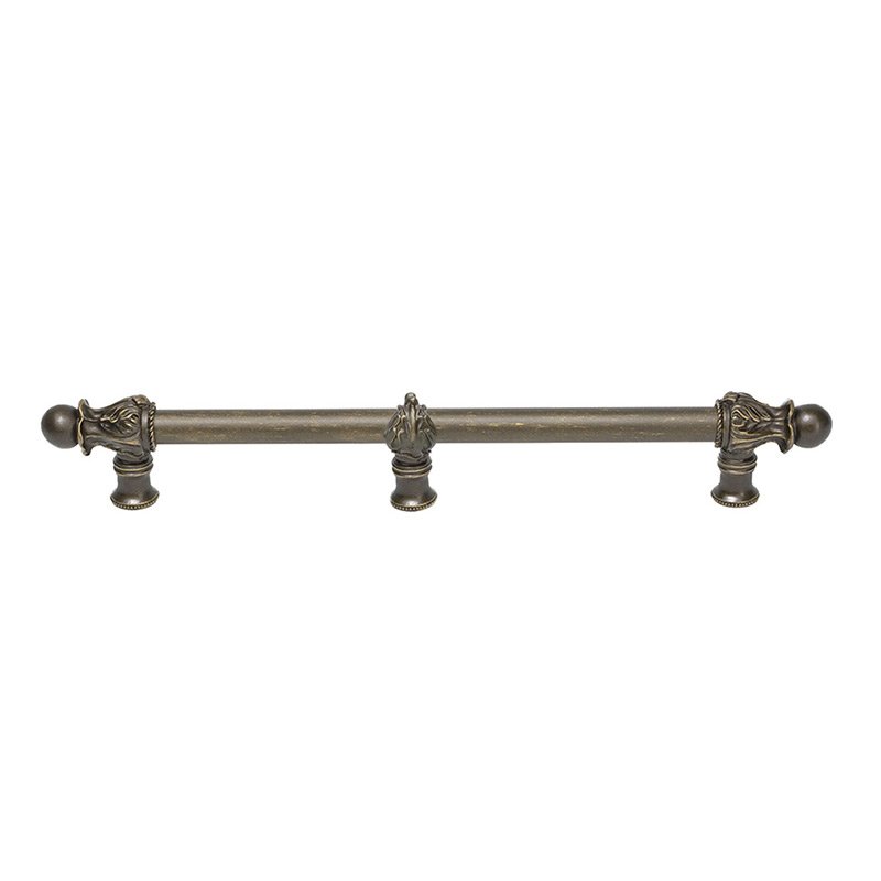Carpe Diem 12" Centers Handle with 5/8" Smooth Center with Center Brace Romanesque Style in Antique Brass