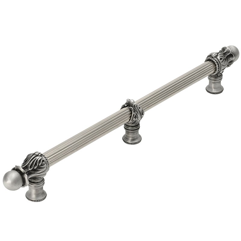 Carpe Diem 12" Centers Handle with 5/8" Reeded Center with Center Brace Romanesque Style in Satin
