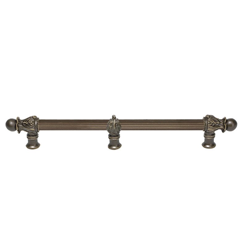 Carpe Diem 12" Centers Handle with 5/8" Reeded Center with Center Brace Romanesque Style in Antique Brass
