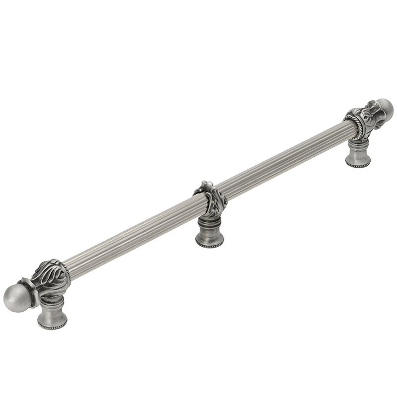 Carpe Diem 18" Centers Handle with 5/8" Reeded Center with Center Brace Romanesque Style in Satin