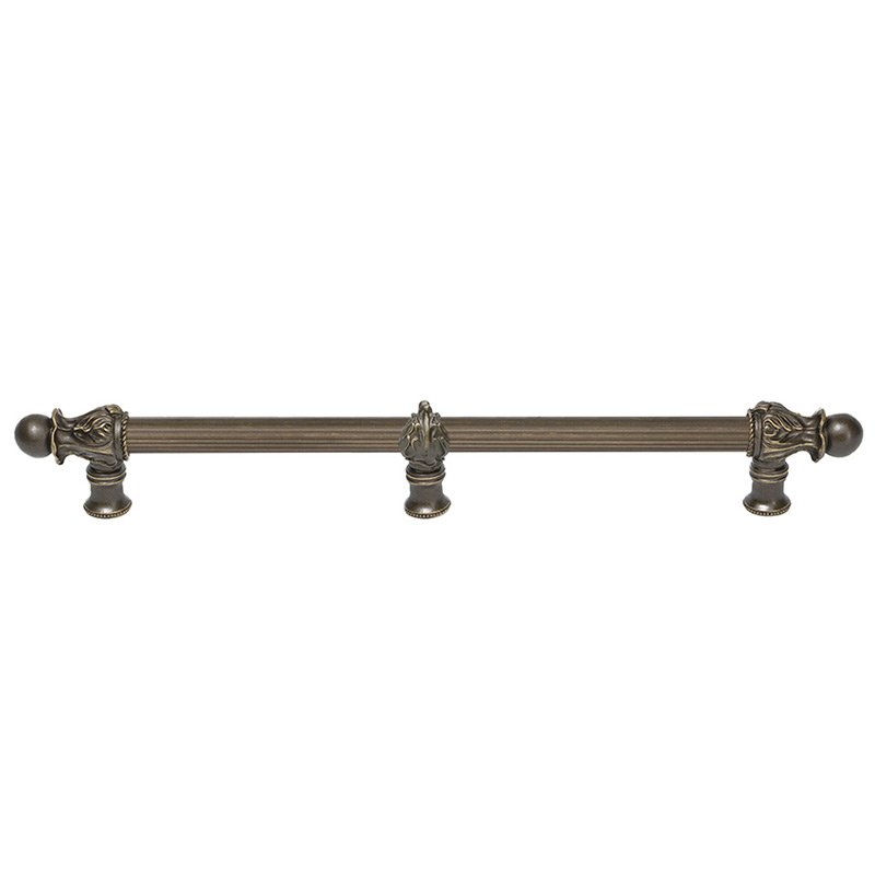 Carpe Diem 18" Centers Handle with 5/8" Reeded Center with Center Brace Romanesque Style in Antique Brass