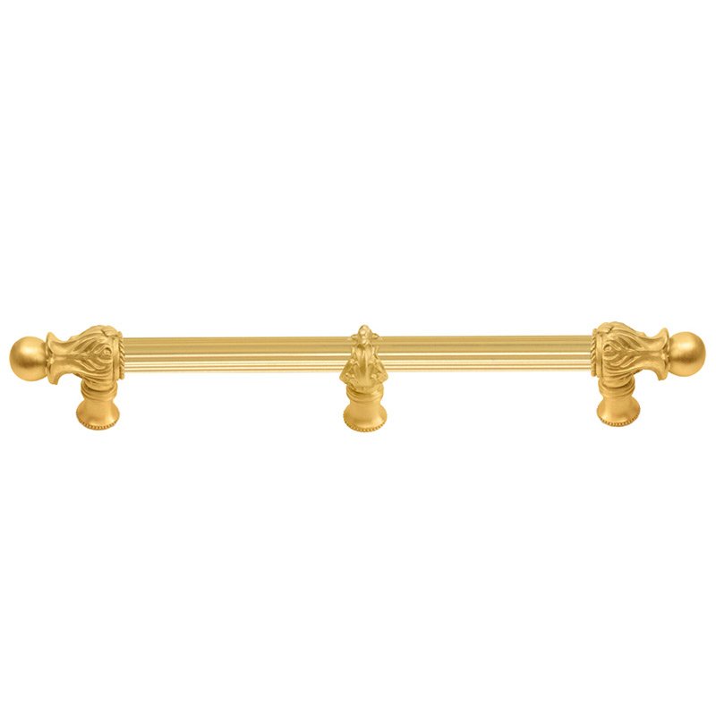 Carpe Diem 18" Centers Handle with 5/8" Reeded Center with Center Brace Romanesque Style in Satin Gold